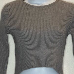 Idem Ditto Women’s Long Sleeve Heather Grey Open Back Top Sz Small